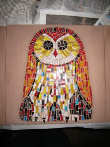 2007 - Vinca - Chouette n°2 ; joint 'cuir'; d'après une mosaïque de Josef Seger sur le Maria Franc-Hof housing development building (Vienne, Austriche)