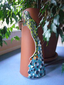 2008 - 12 - Stéphanie - pâte de verre et miroir sur tuile