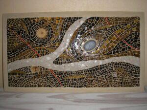 2009 - 12 - Isabelle P. ; pâte de verre, galets, perles et rondelles de bois