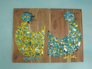 2012-09 Vinca : verre, perle et autres, 'sans support' (collé après coup sur une planche), d'après Abgrall